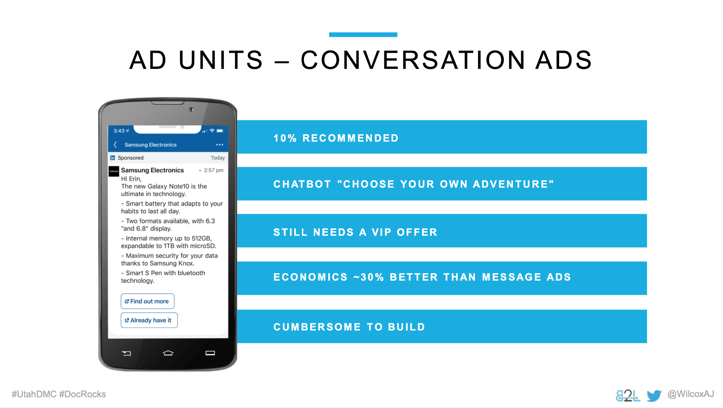 Utah DMC LinkedIn Ads - Aj Wilcox - Ad Units - Conversation Ads