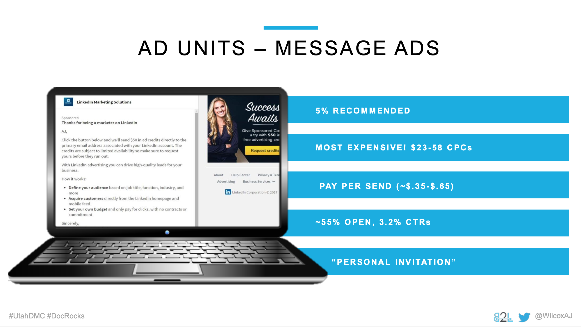 Utah DMC LinkedIn Ads - Aj Wilcox - Ad Units - Message Ads