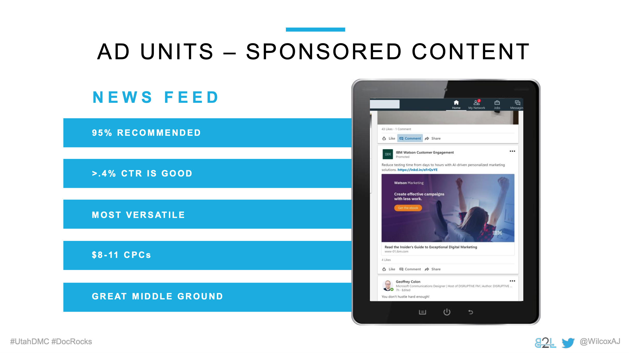 Utah DMC LinkedIn Ads - Aj Wilcox - Ad Units - Sponsored Content